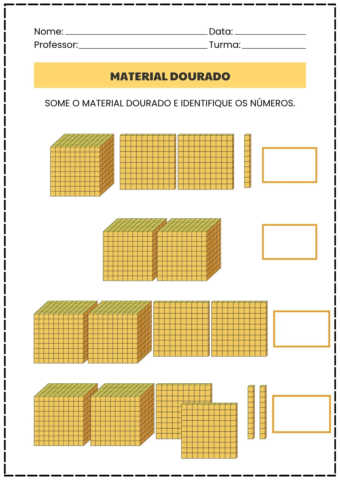 Material Dourado! Sistema de Numeração Decimal. Parte 2 — amostra 5: 23 páginas de atividades com Material Dourado para…