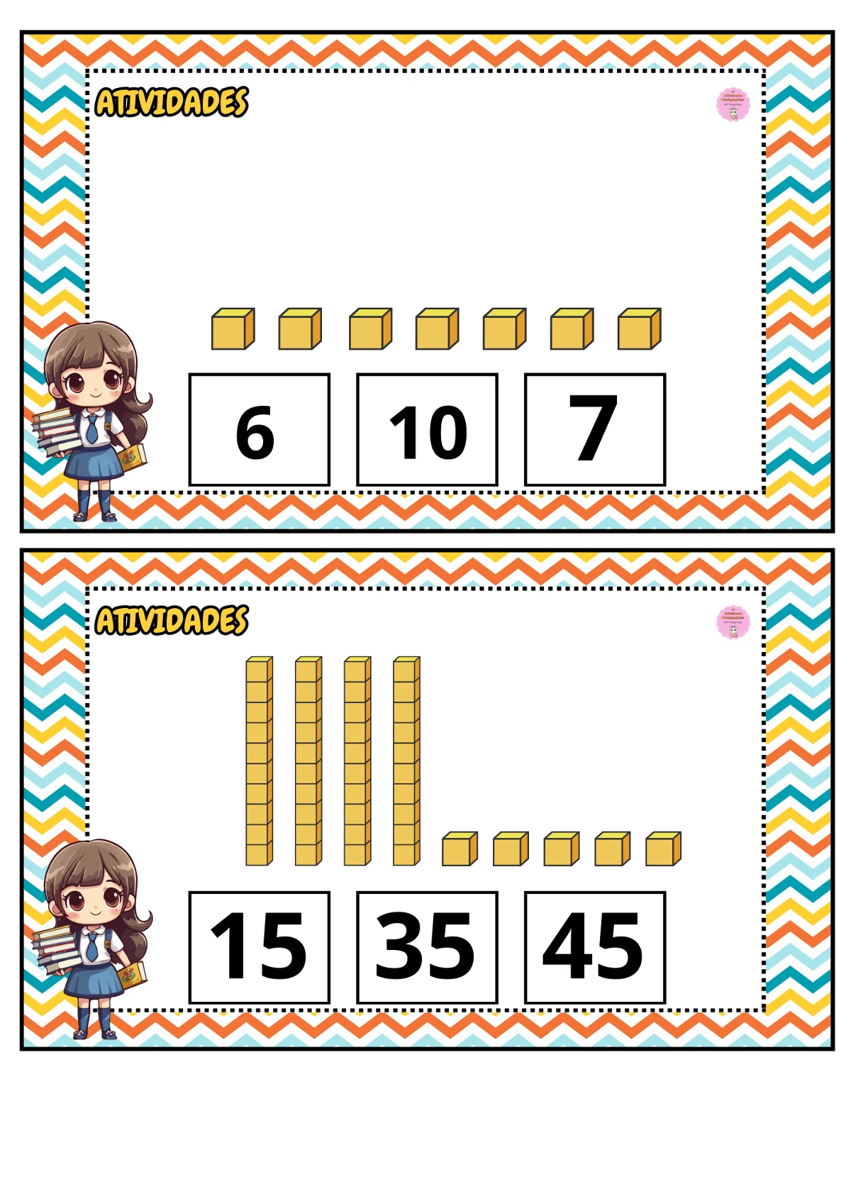 Material Dourado Unidades e Dezenas – PDF para Imprimir — Matemática para Educação Infantil: Fichas Material Dourado…