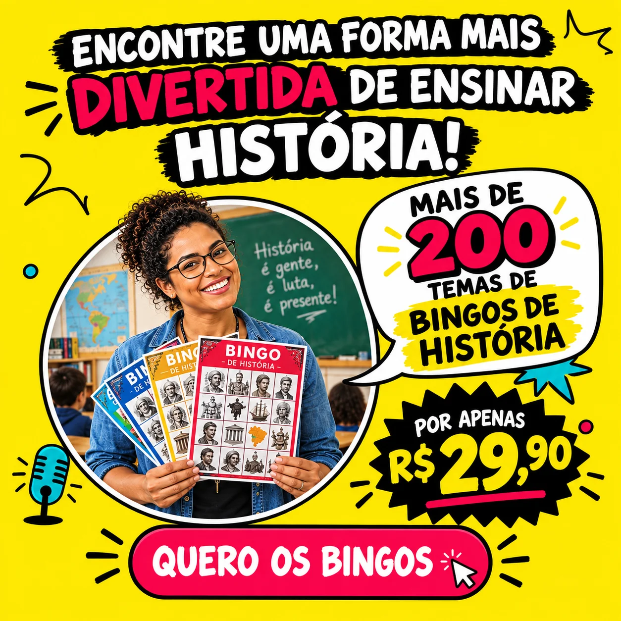 MEGA BINGO DE HISTÓRIA COM 200 JOGOS PROFISSIONAIS — capa do material