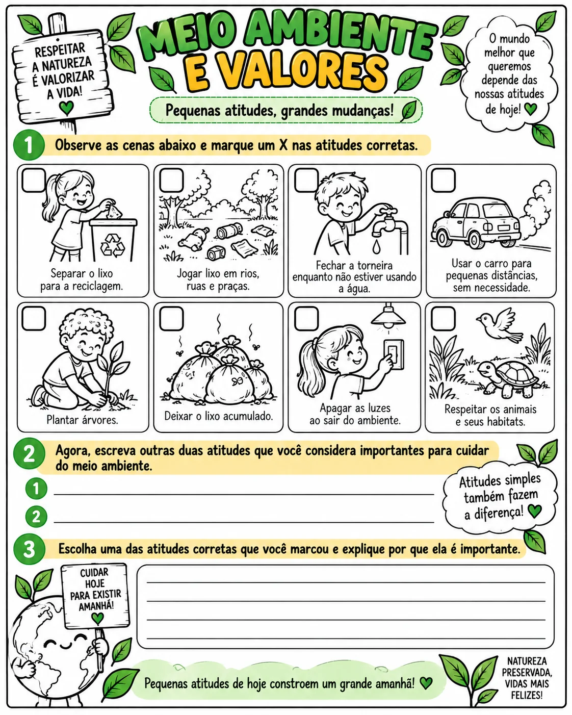 Meio Ambiente e Valores – Atividades para 4º e 5º Ano — amostra 1: O que está incluso