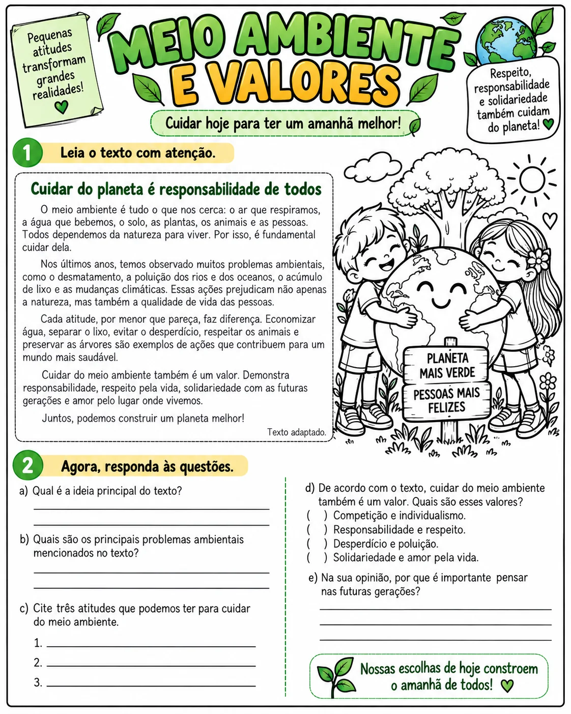 Meio Ambiente e Valores – Atividades para 4º e 5º Ano — amostra 2: Como usar em sala de aula