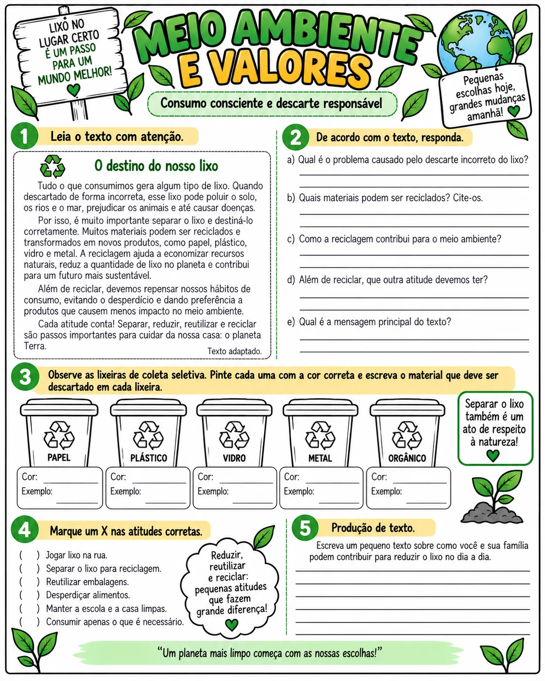 Meio Ambiente e Valores – Atividades para 4º e 5º Ano — amostra 3: Faixa etária / ano escolar
