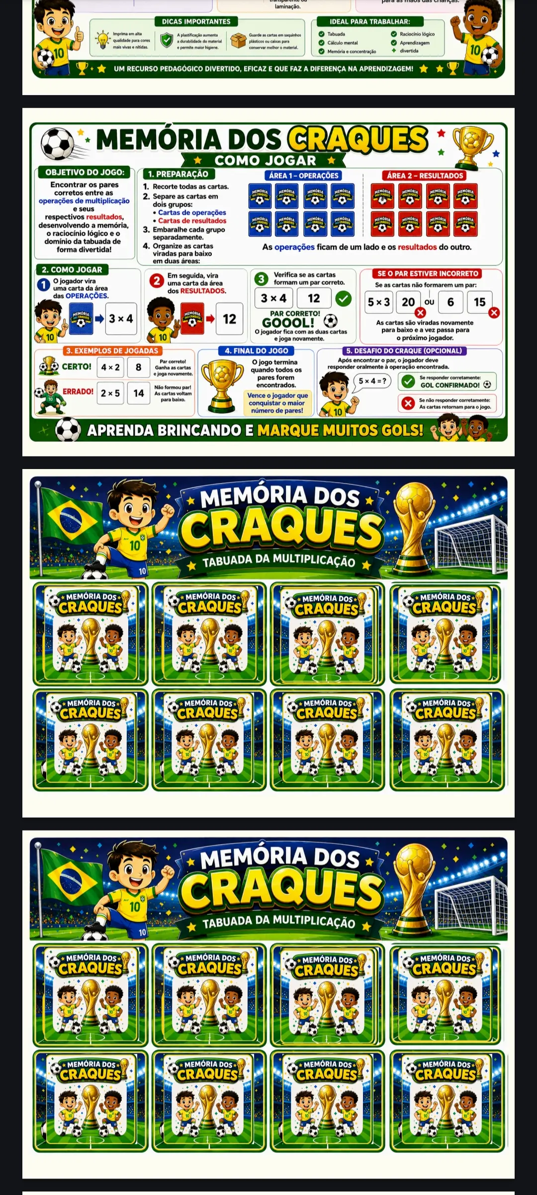 ⚽🏆 MEMÓRIA DOS CRAQUES – TABUADA DA MULTIPLICAÇÃO 🏆⚽ — amostra 2: ⚽🏆 MEMÓRIA DOS CRAQUES – TABUADA DA MULTIPLICAÇÃO 🏆⚽…