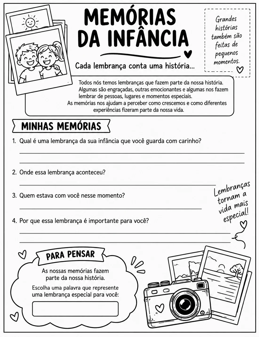 Memórias da Infância: Atividades de Escrita – 4º e 5º Ano — amostra 4: Atividades sobre memórias da infância para 4º e 5º…