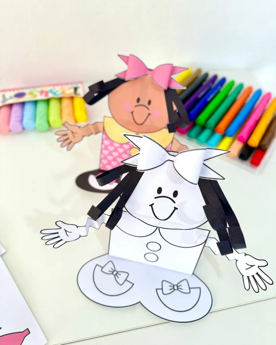 Menina Bonita do Laço de Fita: Atividade 3D — amostra 2: Atividade 3D para recortar, colorir e montar, inspirada em Menina…