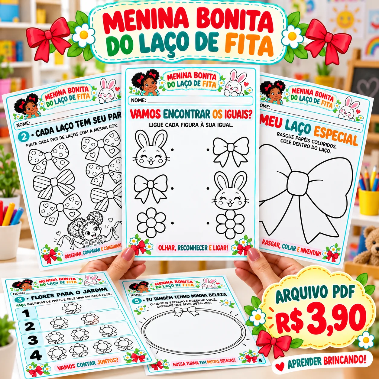 Menina Bonita do Laço de Fita – Atividades em PDF — amostra 4: 10 atividades para a Educação Infantil, com propostas de…