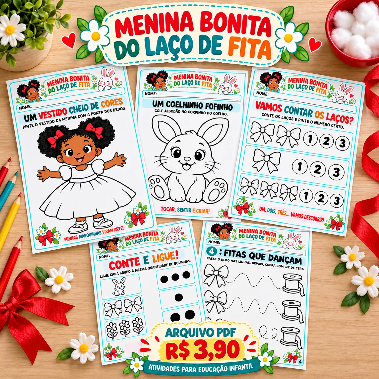 Menina Bonita do Laço de Fita – Atividades em PDF — amostra 5: 10 atividades para a Educação Infantil, com propostas de…