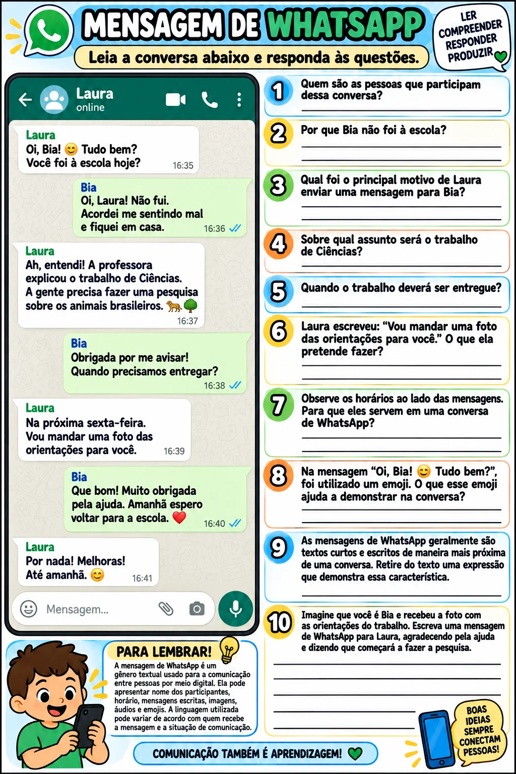 Mensagem de WhatsApp – Atividade de Interpretação de Texto 4º Ano 1 F — amostra 1: Importante: este produto não é uma…