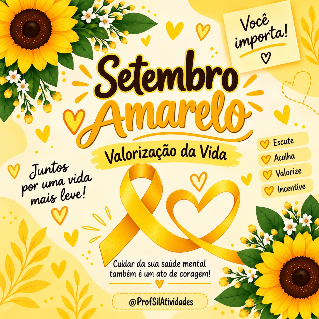 Mensagens para Professores Setembro Amarelo — amostra 2: Porque uma palavra pode mudar o dia de alguém