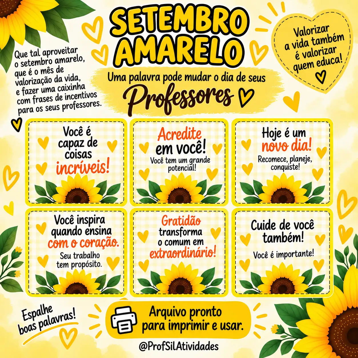 Mensagens para Professores Setembro Amarelo — capa do material
