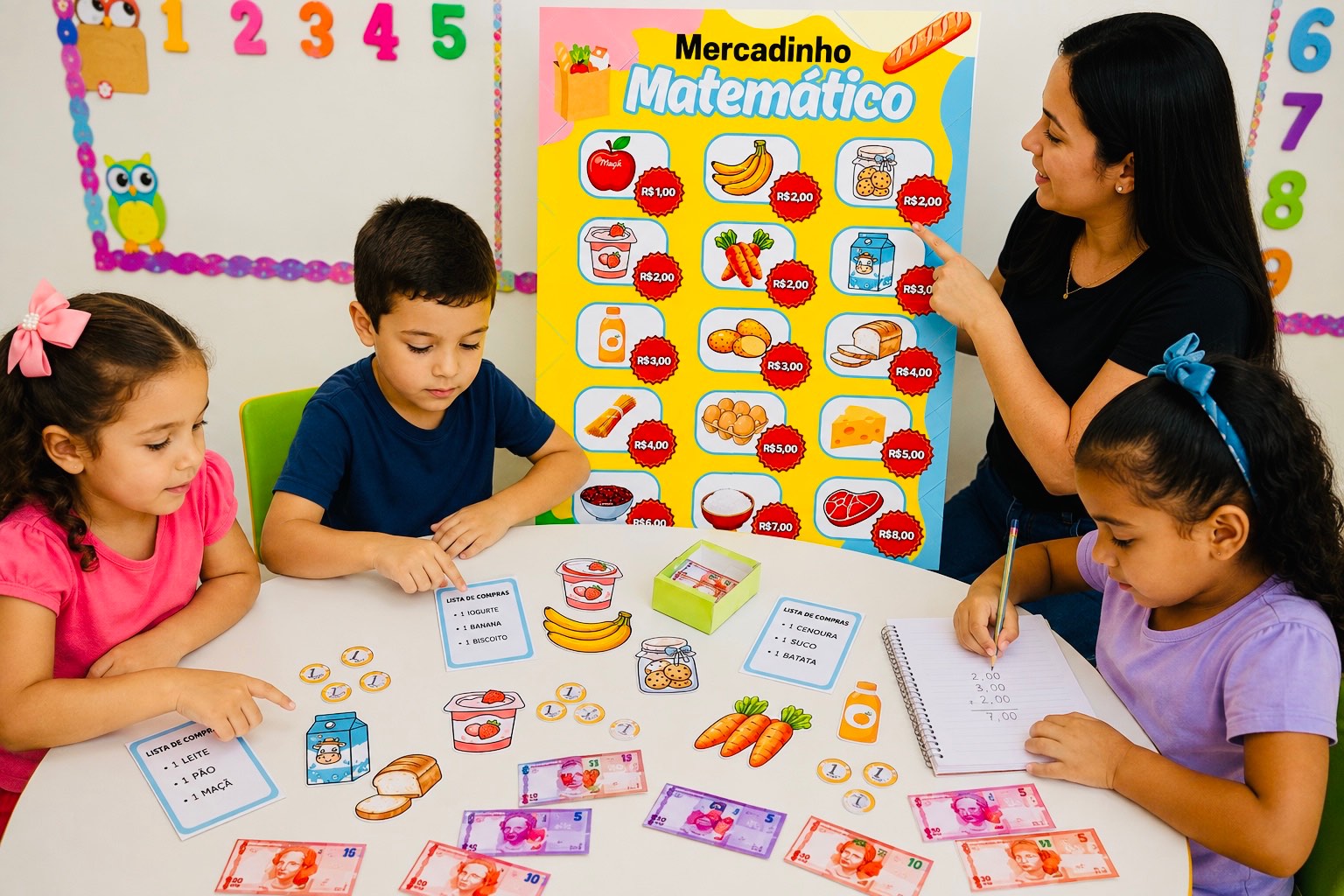 Mercadinho da Matemática – Atividade de Adição, Valores e Dinheiro — amostra 3: Material pedagógico lúdico para trabalhar…