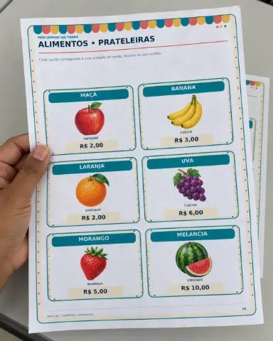 Mercadinho da Turma com 120 Páginas — amostra 4: Kit completo para montar um mercadinho pedagógico com painel, dinheiro,…