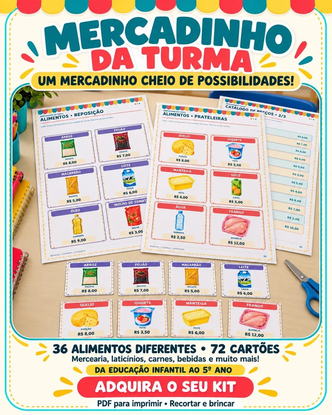 Mercadinho da Turma – Kit Pedagógico com 119 Páginas — amostra 7: Mercadinho da Turma em PDF com 119 páginas, painel,…