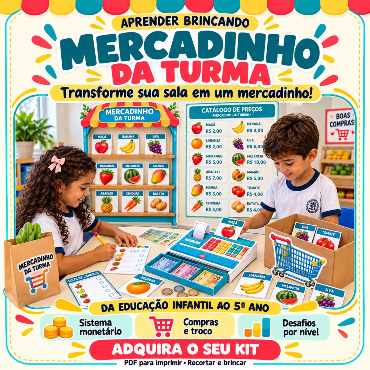 Mercadinho da Turma – Kit Pedagógico com 119 Páginas — Atividades para 5º ano: Mercadinho da Turma em PDF com 119 páginas,…