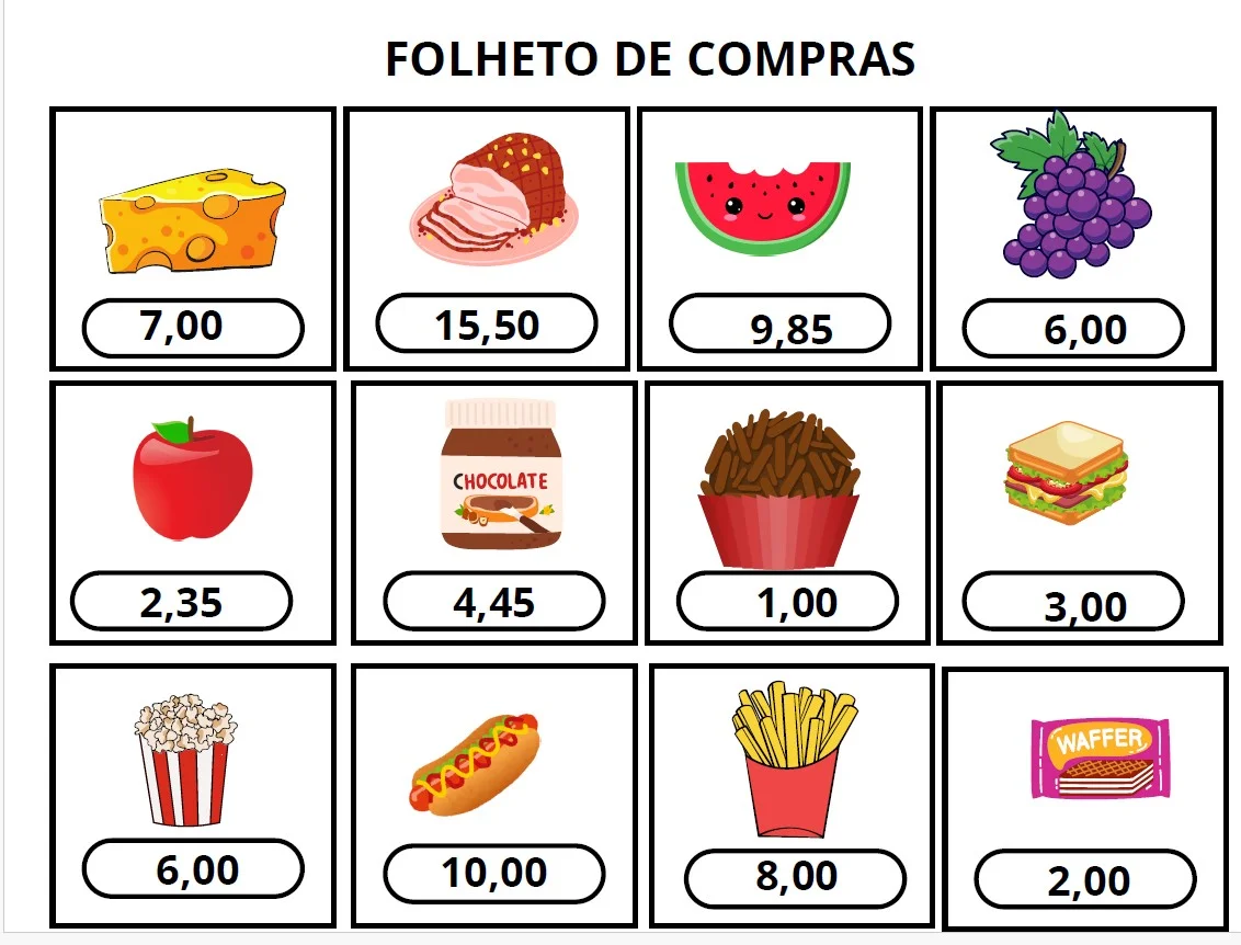 MERCADINHO DE COMPRAS - ATIVIDADE ÚDICA ALFABETIZAÇÃO MATEMÁTICA — amostra 6: Com o Mercadinho das Compras , você…