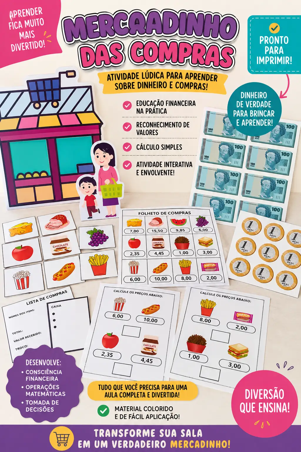 MERCADINHO DE COMPRAS - ATIVIDADE ÚDICA ALFABETIZAÇÃO MATEMÁTICA — capa do material
