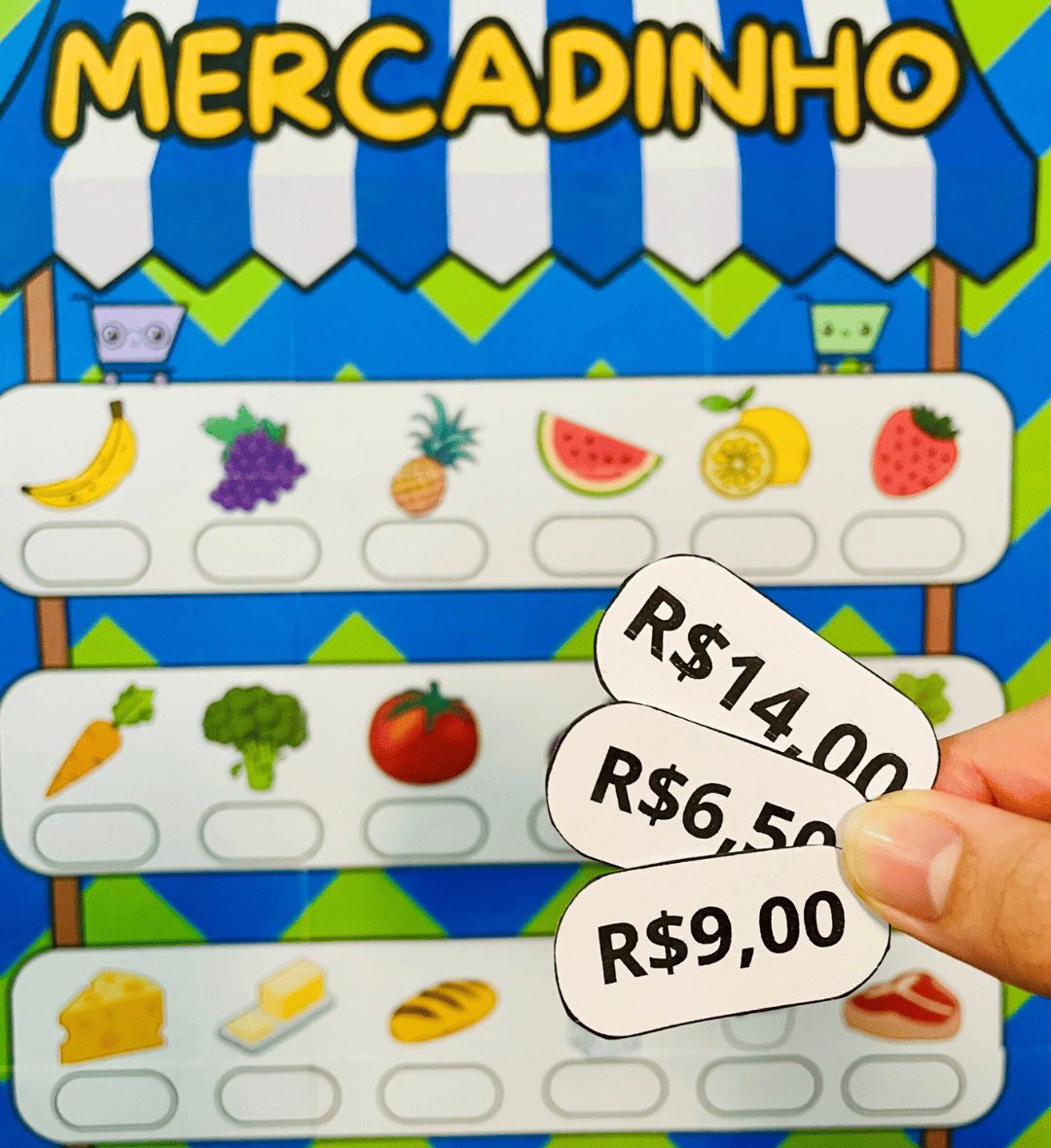 Mercadinho de Matemática: Comprando e Contando em PDF — amostra 2: O que vem no material