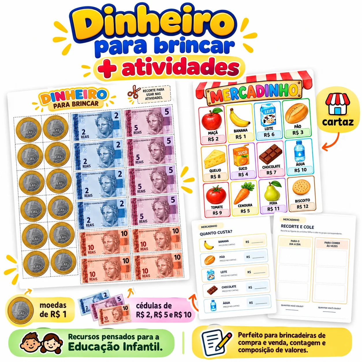 Mercadinho Pedagógico – Atividades, Dinheiro e Painel Ampliado — amostra 1: MERCADINHO PEDAGÓGICO – IRISANDO