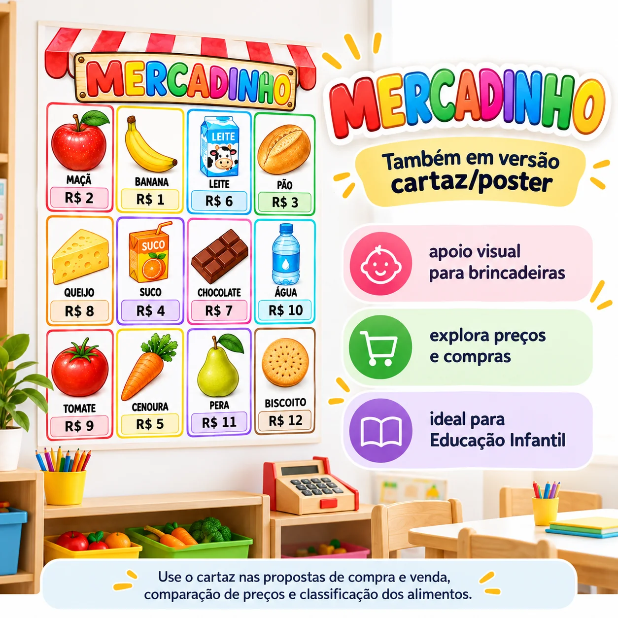 Mercadinho Pedagógico – Atividades, Dinheiro e Painel Ampliado — Matemática para Educação Infantil: Mercadinho para…
