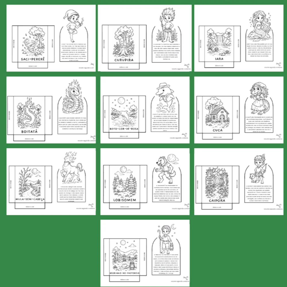 Meu álbum interativo de lendas brasileiras — amostra 3: Depois de montar, é só colocar o card dentro do envelope e observar…