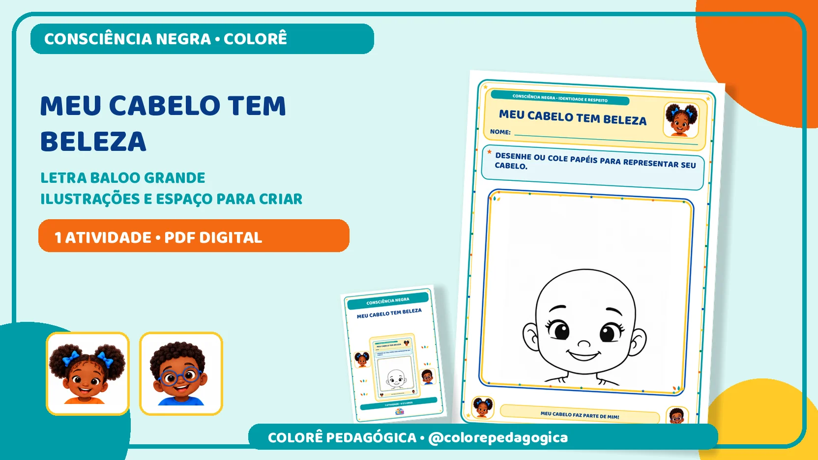 Meu cabelo tem beleza | Consciência Negra — amostra 1: Produto digital para impressão em A4, na orientação vertical, em…
