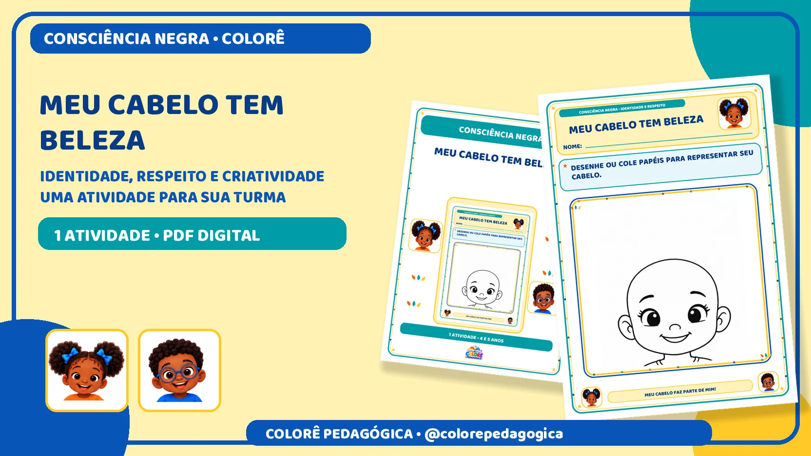 Meu cabelo tem beleza | Consciência Negra — Datas comemorativas para Educação Infantil: Atividade de desenho e colagem para…