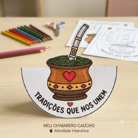 MEU CHIMARRÃO GAÚCHO — ATIVIDADE INTERATIVA — amostra 2: Atividade interativa sobre a cultura gaúcha: as crianças colorem,…