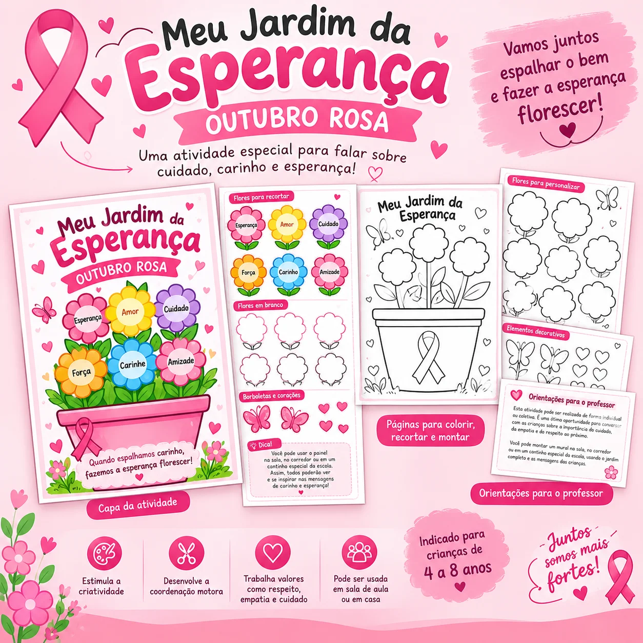 Meu Jardim da Esperança – Outubro Rosa | Atividades Infantis — capa do material