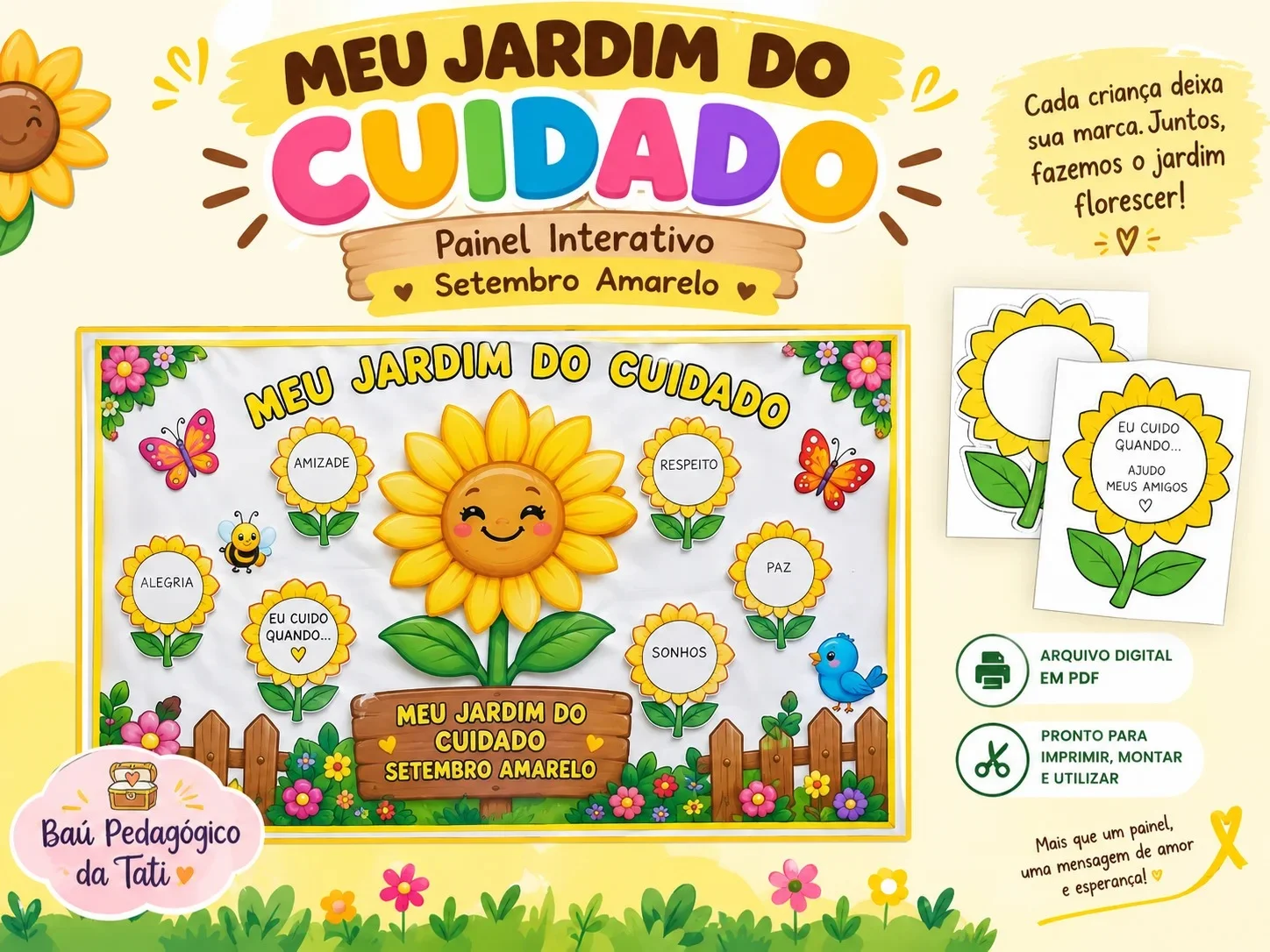 Meu Jardim do Cuidado – Painel Interativo Setembro Amarelo — Datas comemorativas para Educação Infantil: Painel interativo…