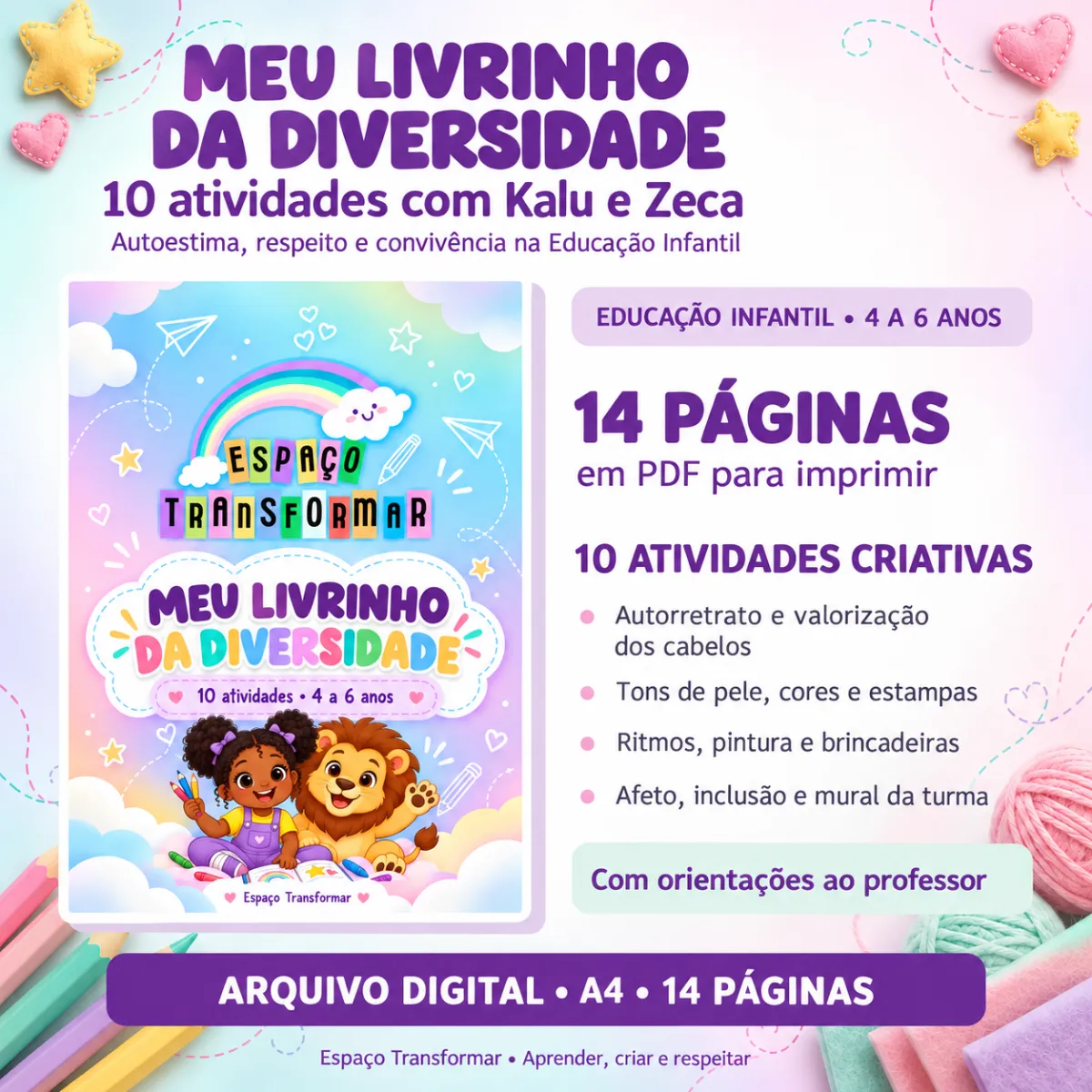 Meu Livrinho da Diversidade — 10 Atividades para Educação Infantil | PDF — Atividades para Educação Infantil: 10 atividades…