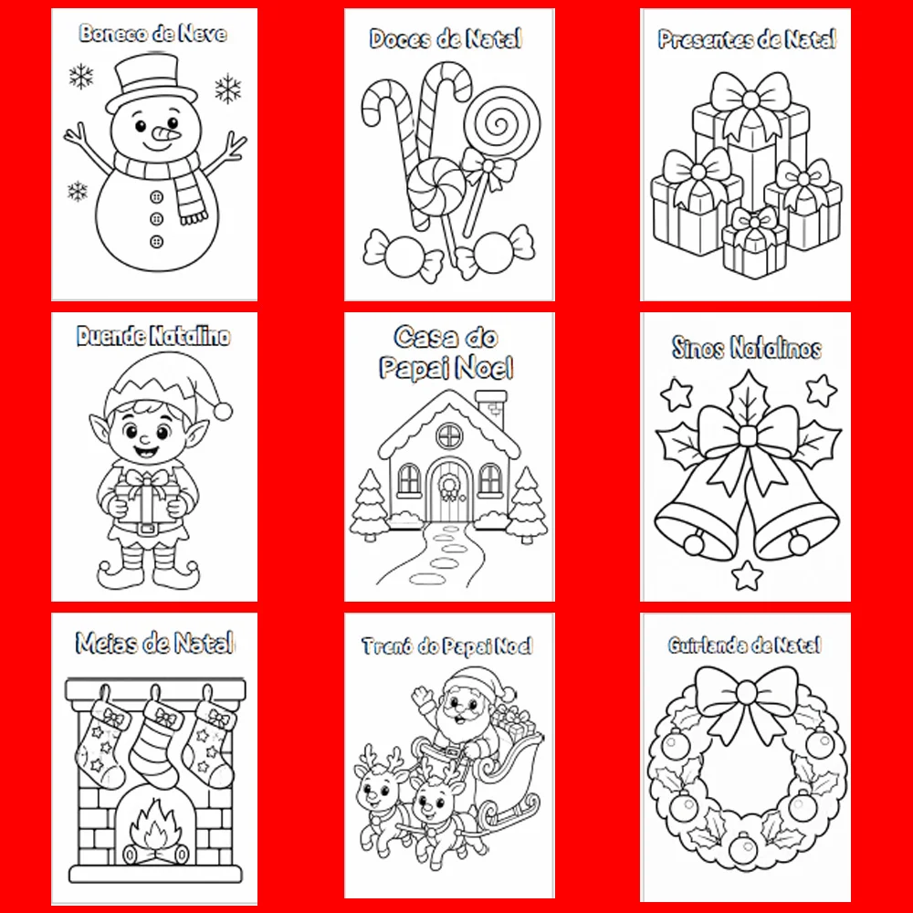 Meu Livro de Colorir de Natal: 30 desenhos fofos para pintar — amostra 3: Prepare os lápis de cor, os gizes de cera e a… Meu Livro de Colorir de Natal: 30 desenhos fofos para pintar — amostra 3: Prepare os lápis de cor, os gizes de cera e a…