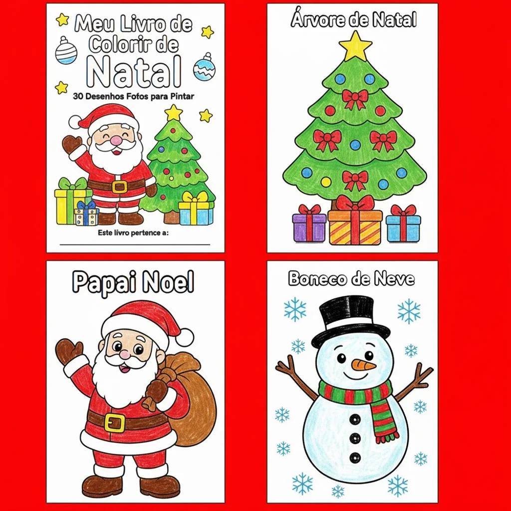 Meu Livro de Colorir de Natal: 30 desenhos fofos para pintar — capa do material