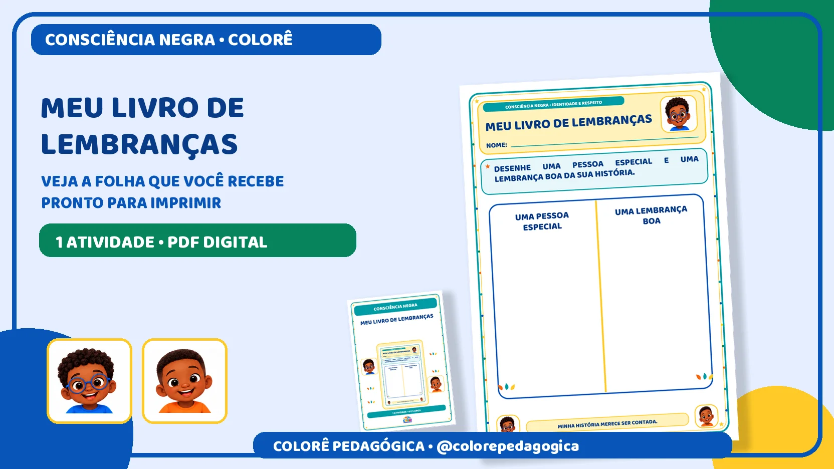 Meu livro de lembranças | Consciência Negra — amostra 1: Produto digital para impressão em A4, na orientação vertical, em…