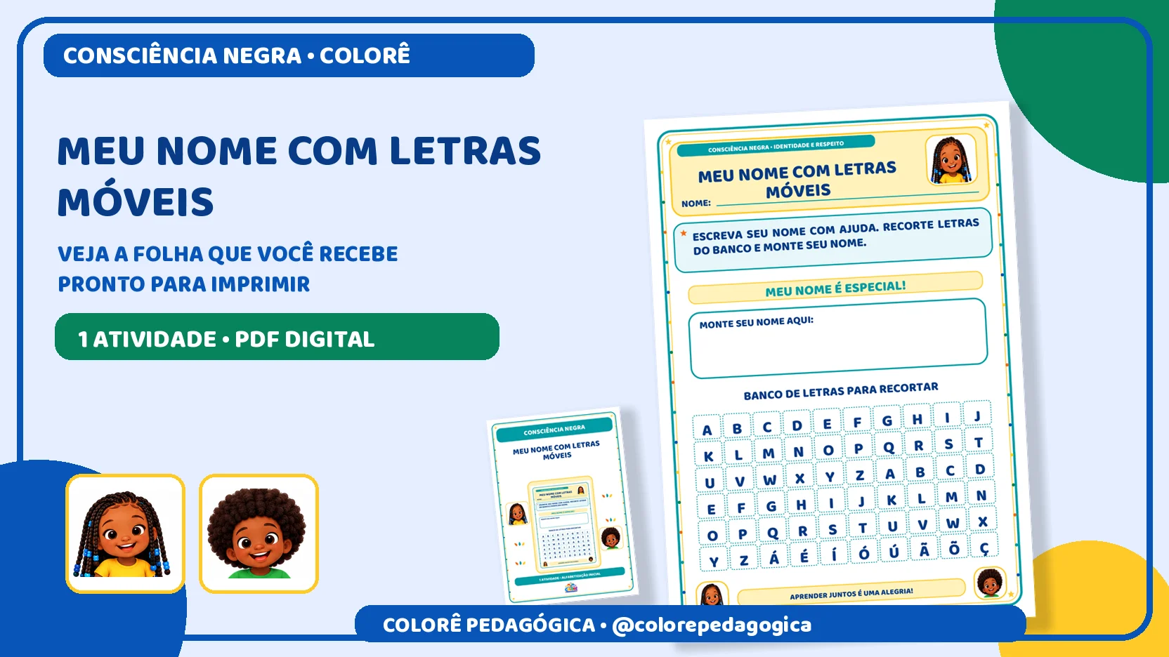 Meu nome com letras móveis | Consciência Negra — capa do material