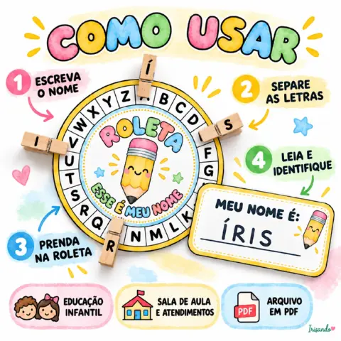 Meu Nome, Letra por Letra! – Roleta Interativa — amostra 1: Transforme o reconhecimento do próprio nome em uma atividade…