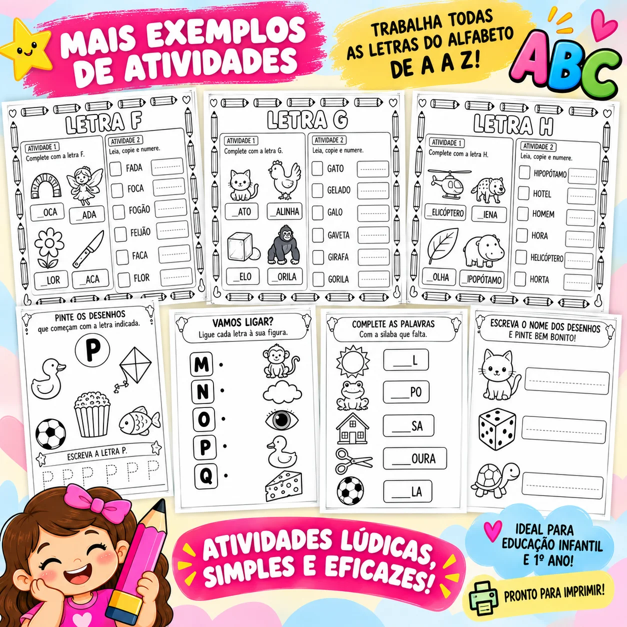 Meu Primeiro Alfabeto – Apostila de Alfabetização com 29 Páginas — amostra 3: A apostila perfeita para dar os primeiros…