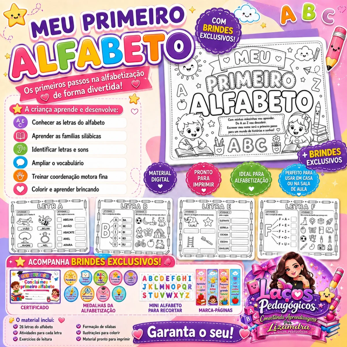 🔤✨ MEU PRIMEIRO ALFABETO ✨🔤 — capa do material