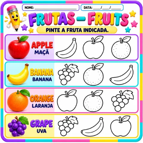 Meu Primeiro Inglês: Aprender e Brincar Alfabetização Anos iniciais — amostra 3: Apostila de inglês com vocabulário…