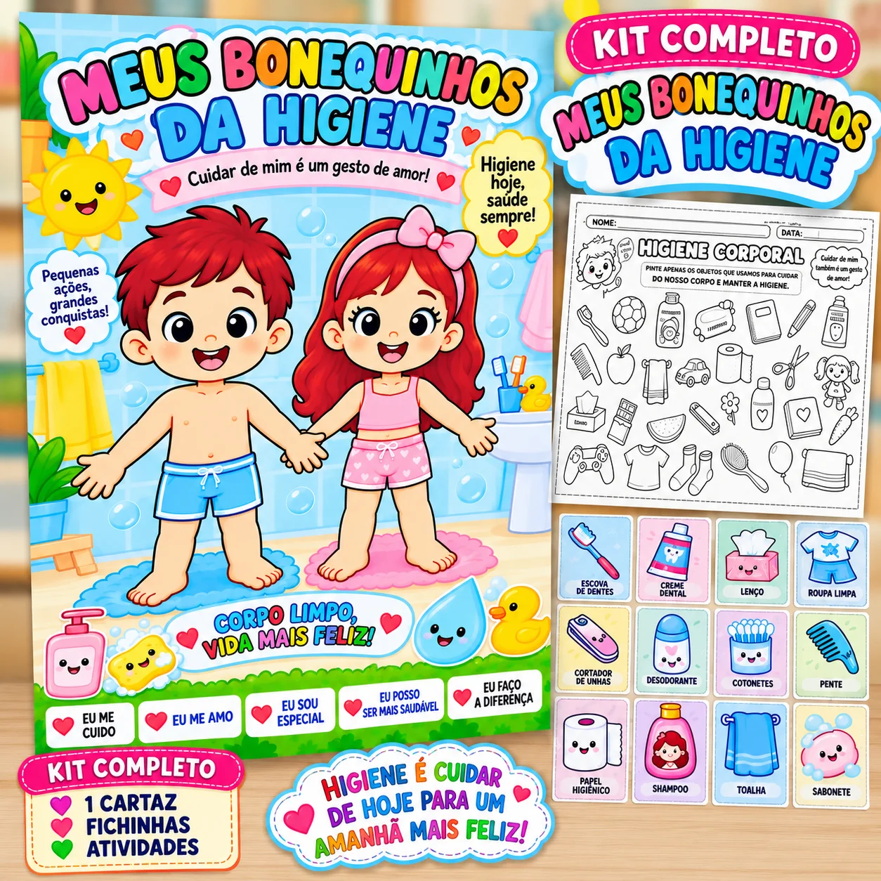 MEUS BONEQUINHOS DA HIGIENE – KIT COMPLETO 🧼💕 — Alfabetização para Educação Infantil: Kit completo de higiene para…