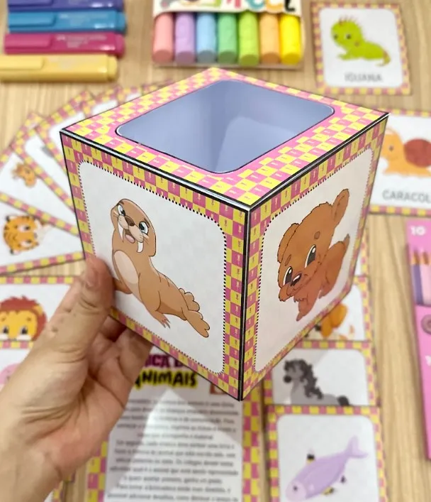 Mímica dos Animais: 36 Fichas e Caixinha para Imprimir — amostra 4: 36 fichas ilustradas, caixinha e instruções para…