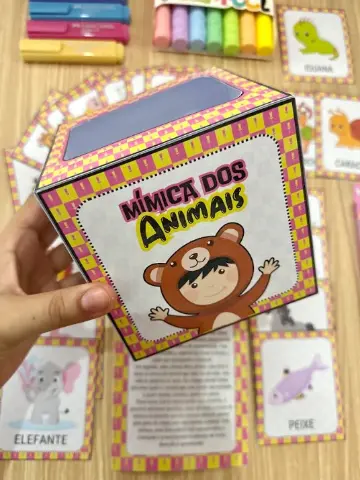 Mímica dos Animais: 36 Fichas e Caixinha para Imprimir — capa do material