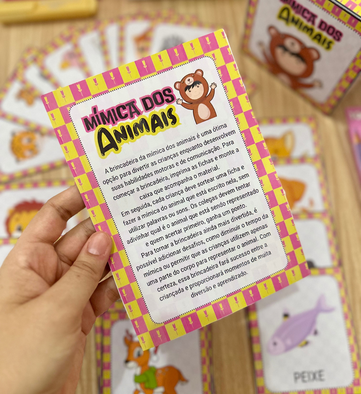 Mímica dos Animais: Jogo em PDF com 36 Fichas para Imprimir — amostra 3: Como usar em sala de aula