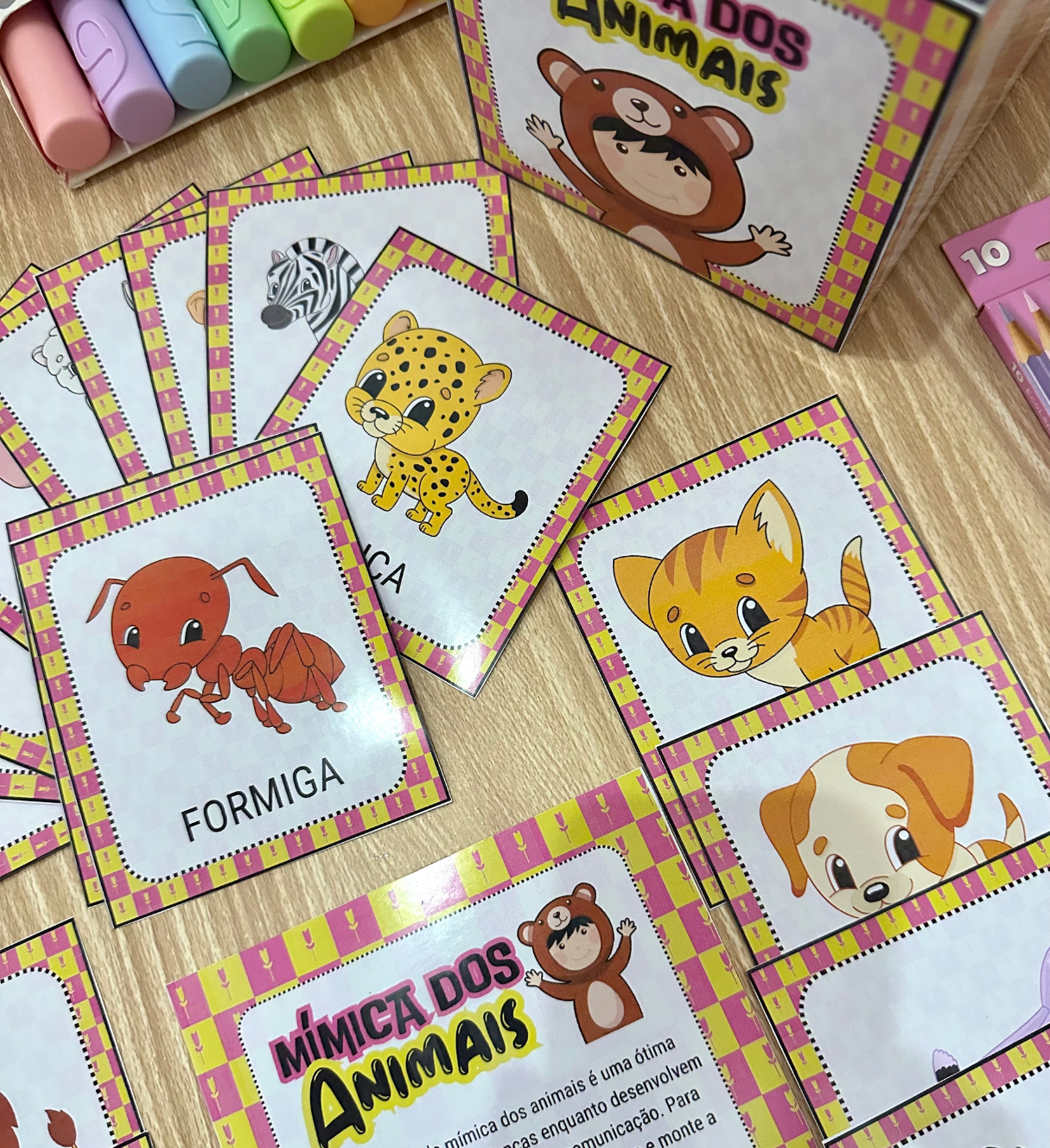 Mímica dos Animais: Jogo em PDF com 36 Fichas para Imprimir — amostra 7: Leve movimento e interação à turma com a Mímica…