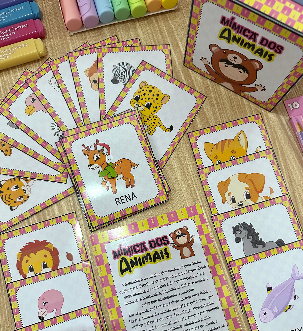 Mímica dos Animais: Jogo em PDF com 36 Fichas para Imprimir — Ciências para Educação Infantil: Leve movimento e interação à…