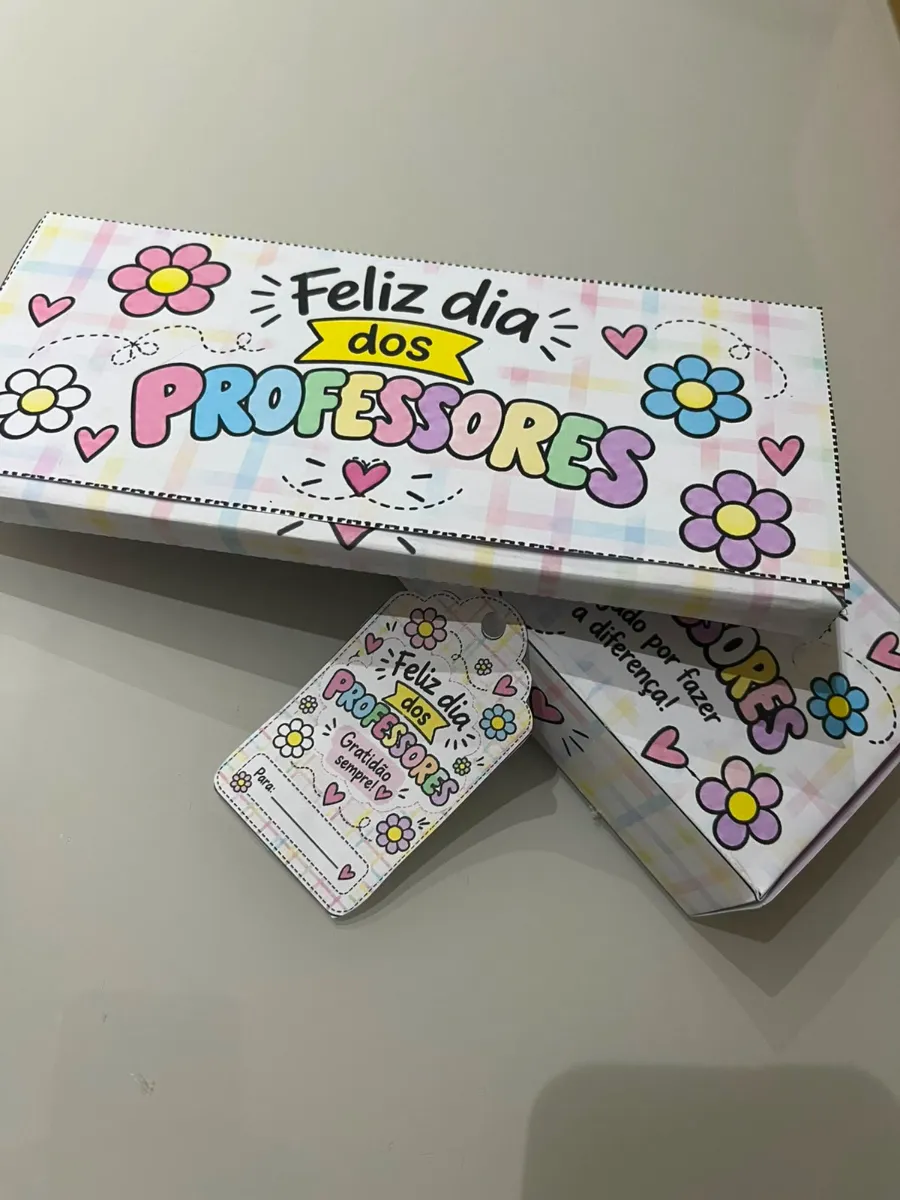 Mimo Dia do Professor - Caixinha Porta Chocolate + Tags — amostra 1: Uma lembrancinha delicada, criativa e pronta para…