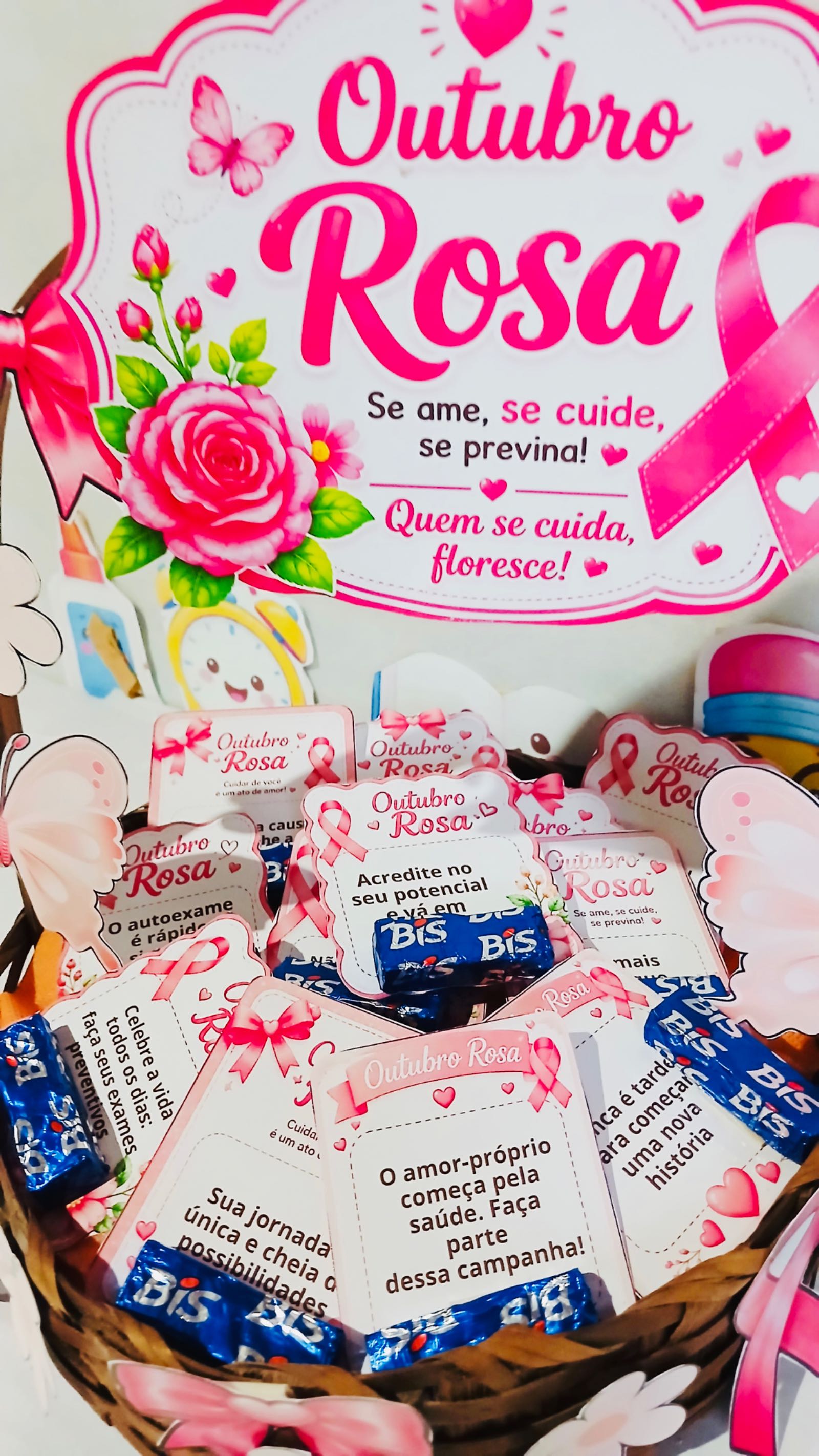 Mimo Outubro Rosa Cartões para Chocolate e Autocuidado — amostra 3: Compartilhe carinho e conscientização no Outubro Rosa