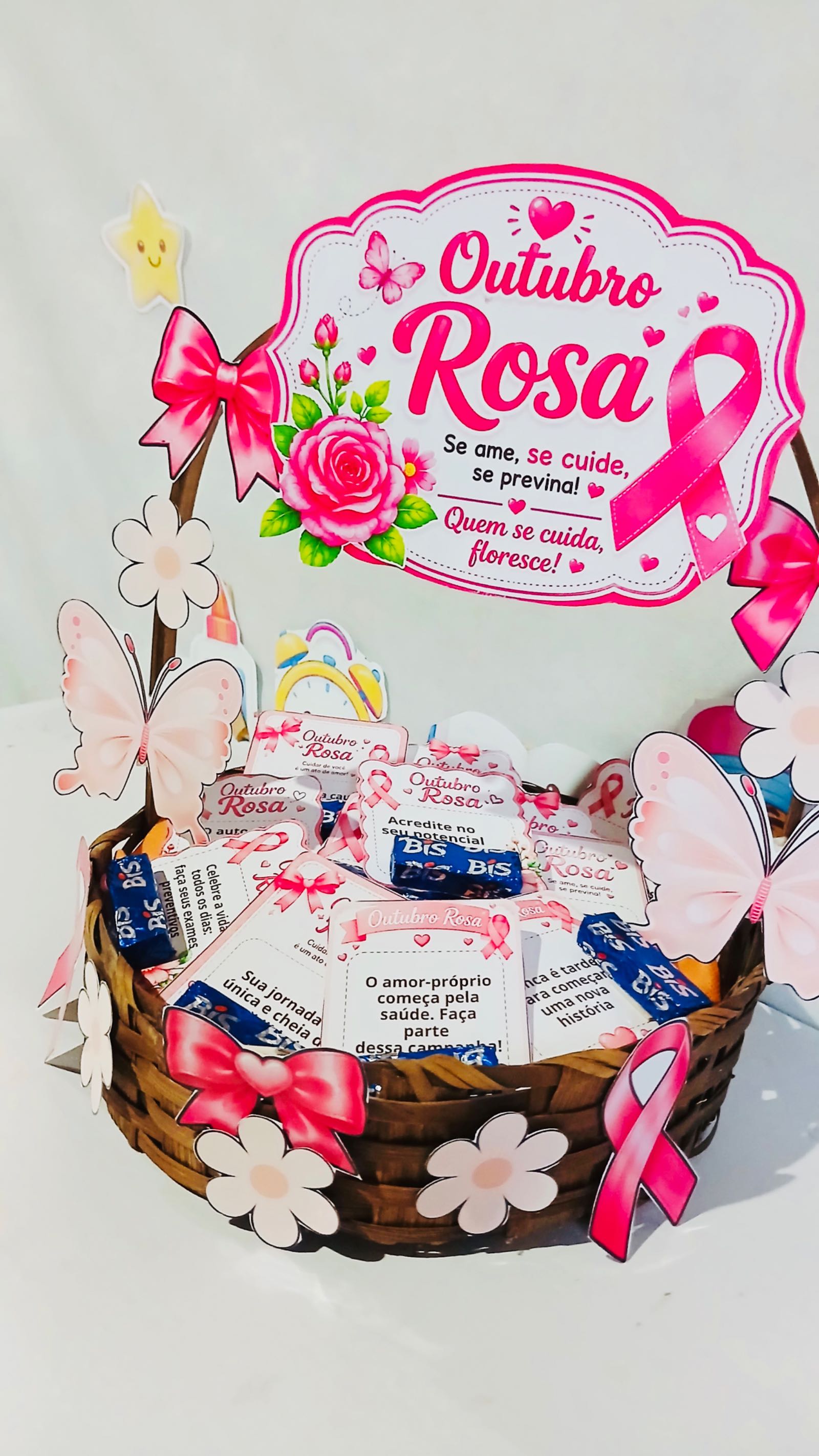 Mimo Outubro Rosa Cartões para Chocolate e Autocuidado — amostra 4: Compartilhe carinho e conscientização no Outubro Rosa