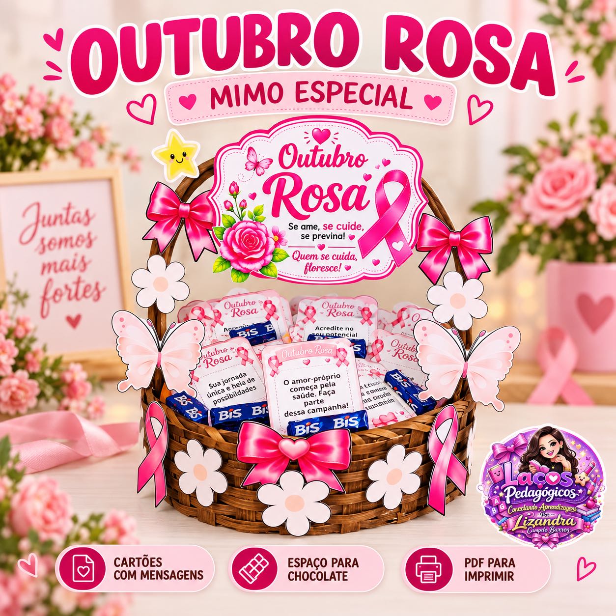 Mimo Outubro Rosa Cartões para Chocolate e Autocuidado — capa do material