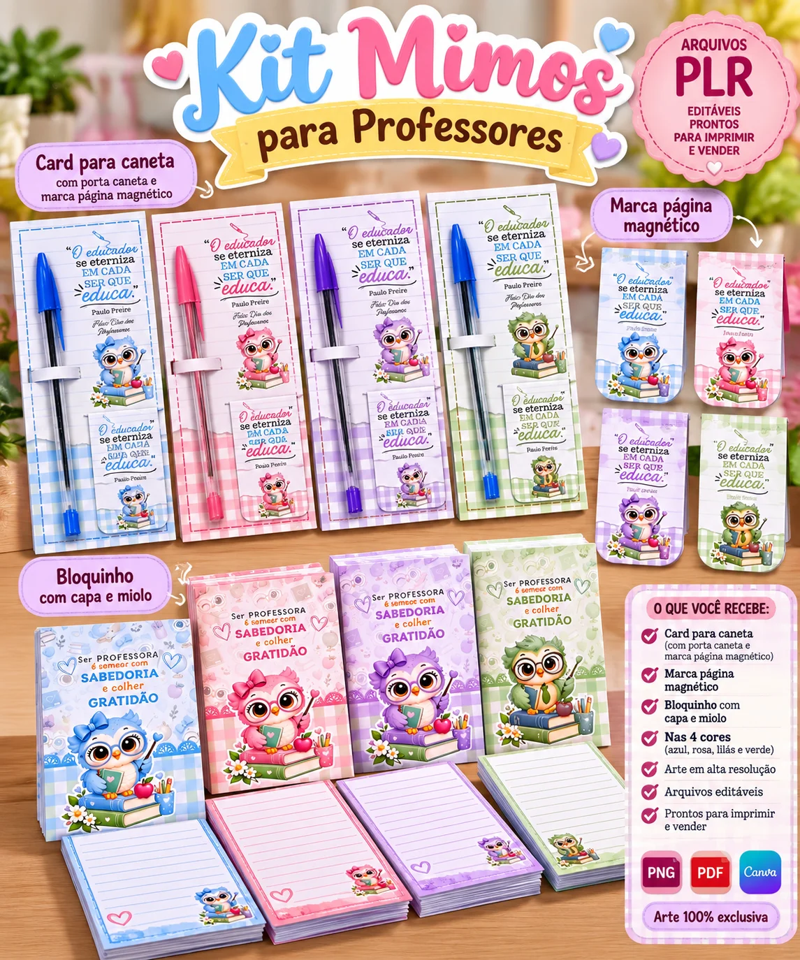 Mimos Card para Caneta, Marca-Página Magnético e Bloquinho dia dos professores — Datas comemorativas para Todas as séries:…