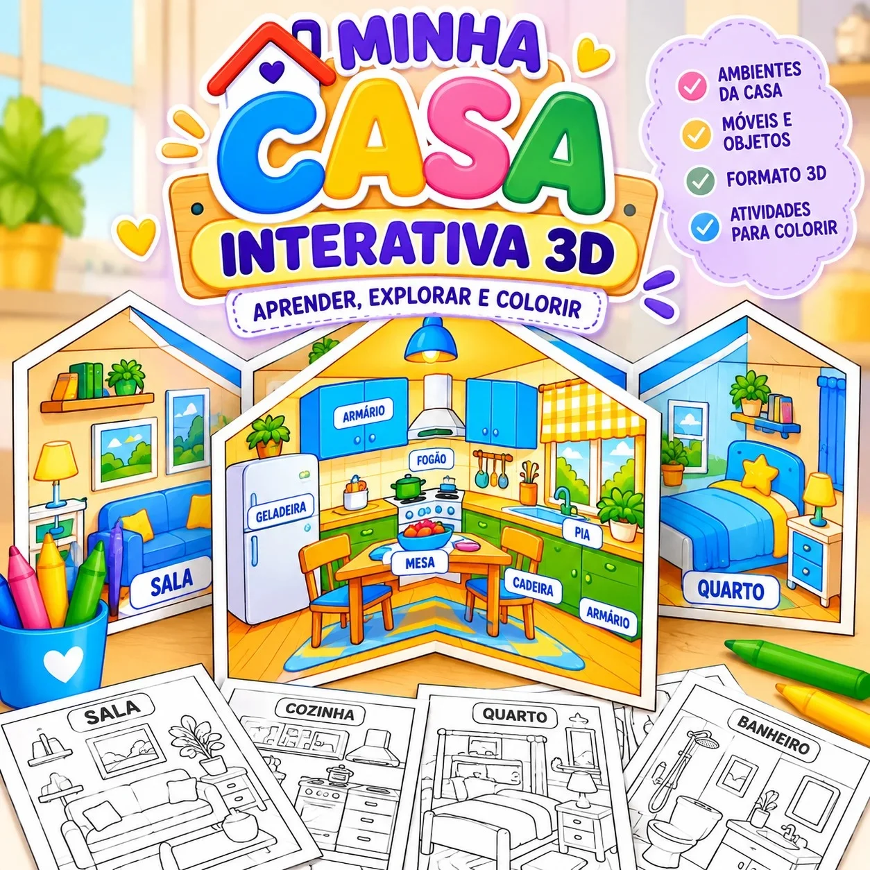 Minha Casa Interativa 3D: Recurso Pedagógico sobre Ambientes e Móveis — capa do material